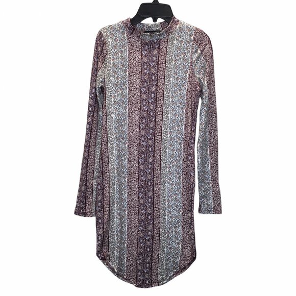 Love Cameron LA Dress Size Small Floral Print Long Sleeve Stretch Mini Bodycon - Picture 2 of 9